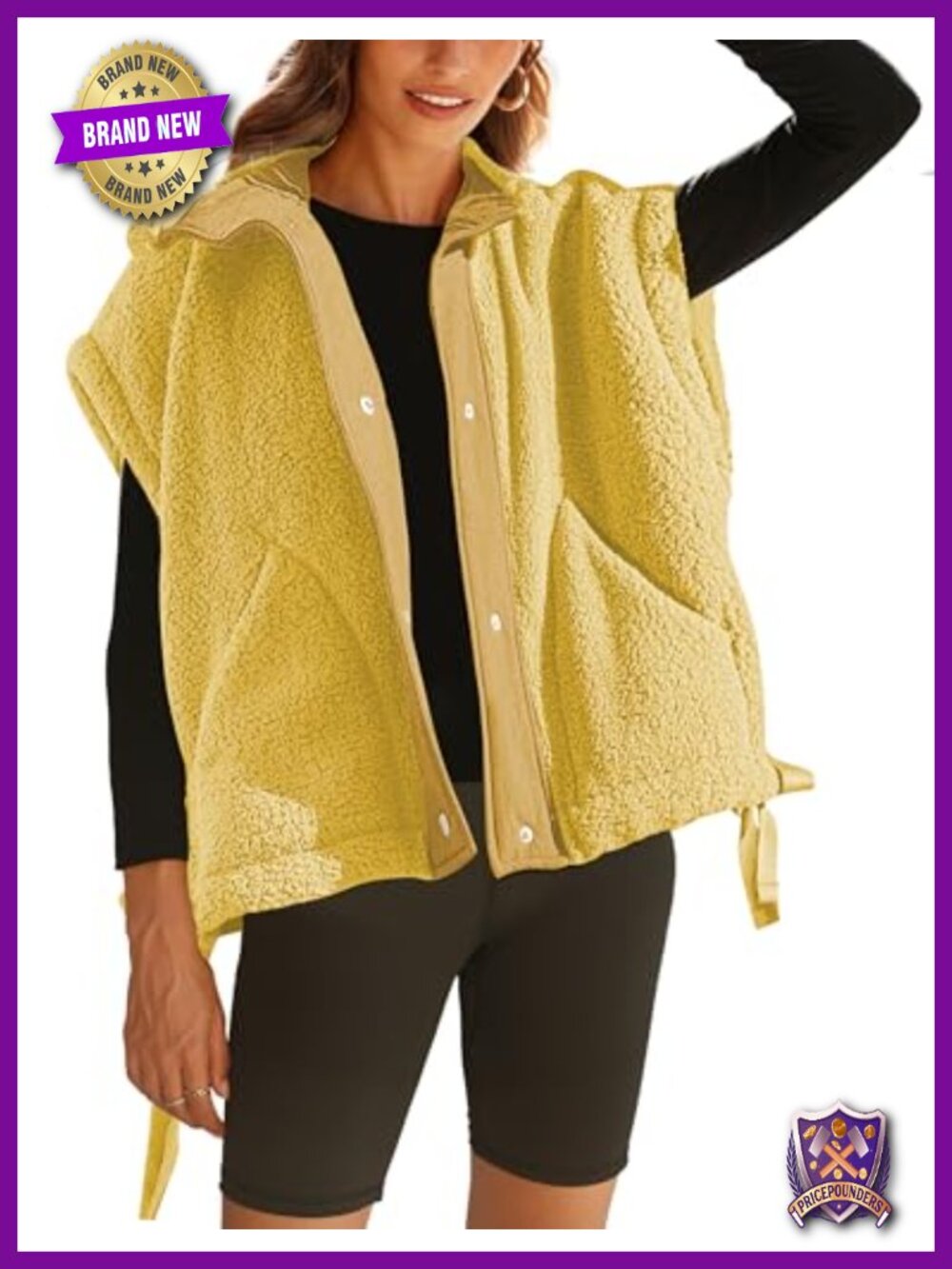 Sherpa Fleece Vest Fuzzy Oversized Sleeveless Jacket